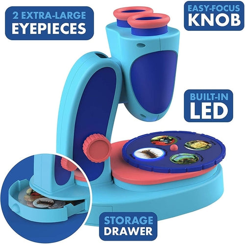 GeoSafari Kidscope | پرفیکٹ کڈ مائیکروسکوپ - 2 اضافی بڑے آئی پیس کا استعمال کرتے ہوئے 3x بڑا عمر 5+