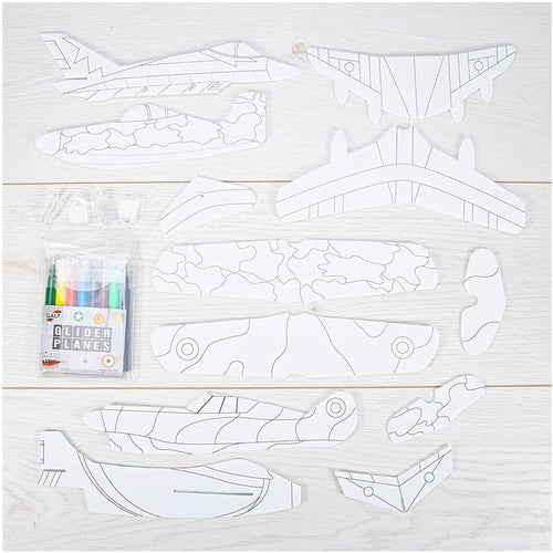 Glider Planes, 4 foam planes to make, color, and fly | Art & Craft Set by Galt UK | Ages 5+