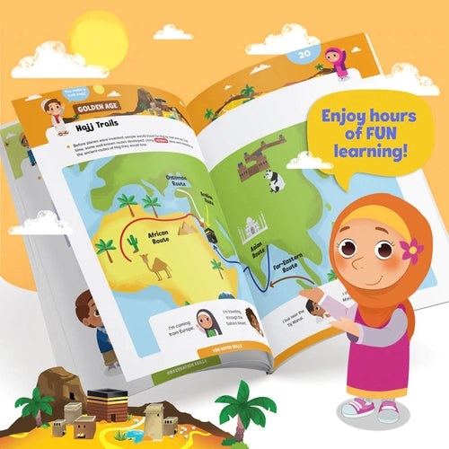 Hajj & Umrah Activity Book (Big Kids) - Islamic reading book including 100+ stickers by LearningRoots UK | Age 8+