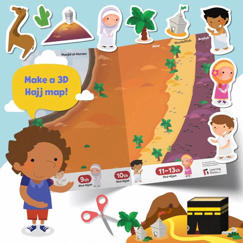 Hajj & Umrah Activity Book (Little Kids) - Islamic reading book including 200+ stickers by LearningRoots UK | Age 5+