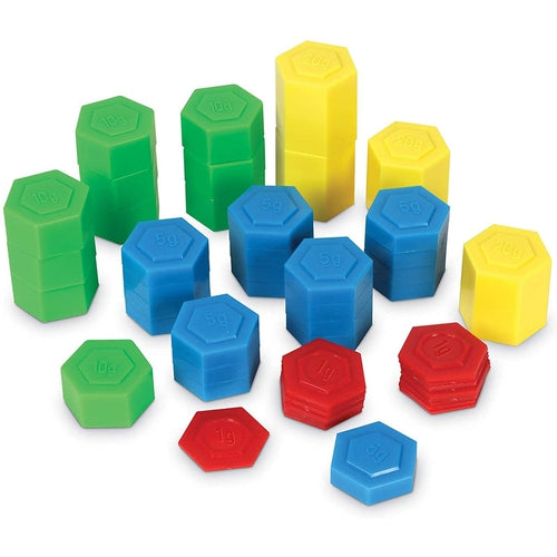 Hexagram® Metric Weight Set  | 54-Piece Math Set by Learning Resources | Age 6+