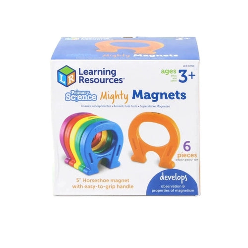 Horseshoe-Shaped Magnets | Mighty Magnets (Set of 6) Primary Science set by Learning Resources US | Age 3+