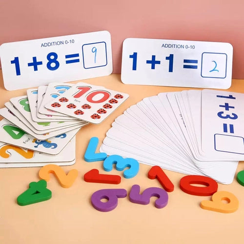 I Love Mathematics Kit | Flash Cards, Counting Sticks, Number Blocks  | Math / Montessori set for Kids 3+