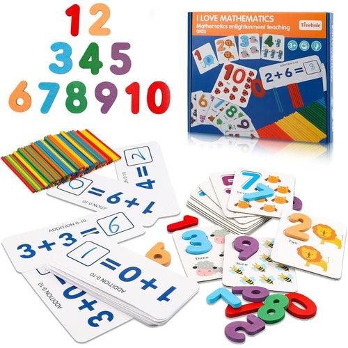 أنا أحب مجموعة الرياضيات | بطاقات فلاش ، أصابع عد ، كتل أرقام | مجموعة الرياضيات / مونتيسوري للأطفال 3+