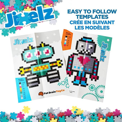 Jixelz 700 pc سیٹ - Roving Robots Puzzles by Fat Brain Toys | 6+ کی عمر کے بچوں کے لیے تعمیراتی سیٹ 
