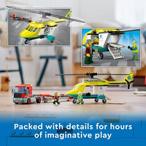 مجموعة بناء LEGO CITY Rescue Helicopter Transport 60343 | طقم بناء 215 قطعة للأطفال من سن 5+