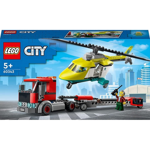 مجموعة بناء LEGO CITY Rescue Helicopter Transport 60343 | طقم بناء 215 قطعة للأطفال من سن 5+