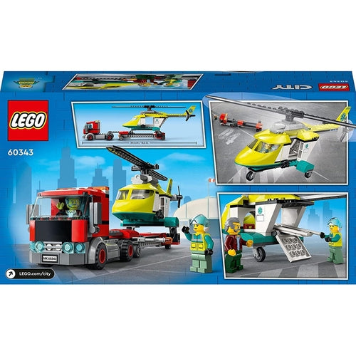 مجموعة بناء LEGO CITY Rescue Helicopter Transport 60343 | طقم بناء 215 قطعة للأطفال من سن 5+