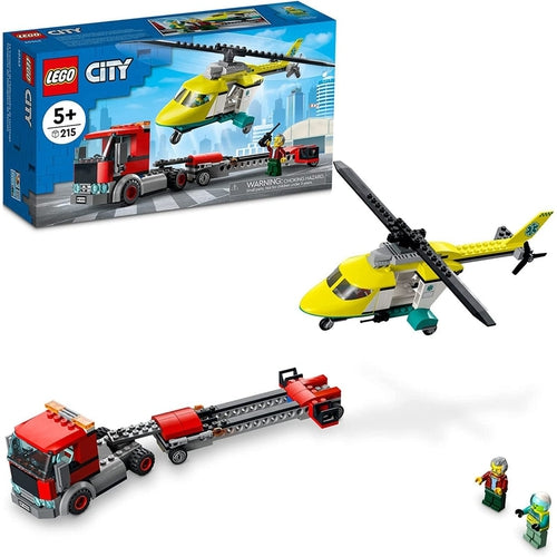 مجموعة بناء LEGO CITY Rescue Helicopter Transport 60343 | طقم بناء 215 قطعة للأطفال من سن 5+