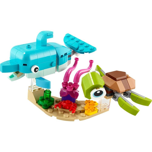 LEGO® Creator 3in1 Dolphin and Turtle 31128 | 137 ٹکڑوں کی تعمیر کے بلاکس / 6 سال سے زیادہ عمر کے تخلیقی بچوں کے لیے تعمیراتی سیٹ 