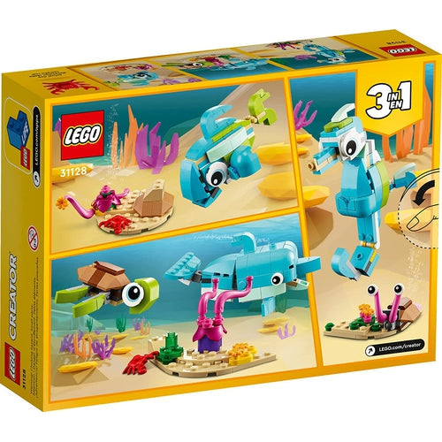 LEGO® Creator 3in1 Dolphin and Turtle 31128 | 137 ٹکڑوں کی تعمیر کے بلاکس / 6 سال سے زیادہ عمر کے تخلیقی بچوں کے لیے تعمیراتی سیٹ 