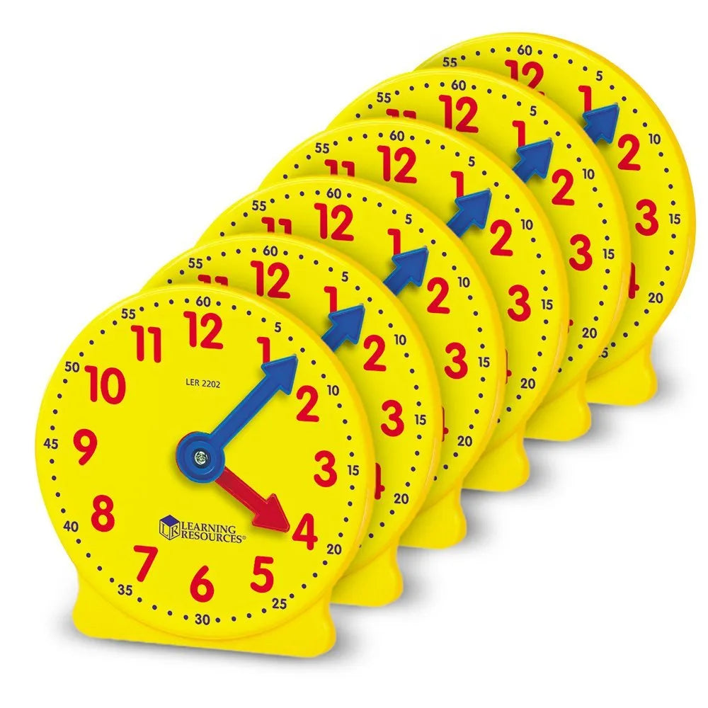 Big Time™ Geared Mini-Clocks, Set of 6 - LER2202 | Math Kit by Learning Resources for Kids Age 5+