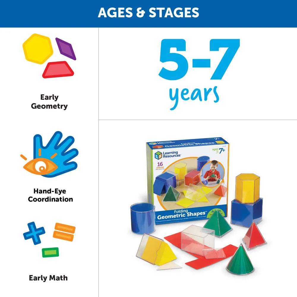 Learning Resources Folding Geometric Shapes - LER0921 | 16 pcs Math Educational Kit for kids Age 7+