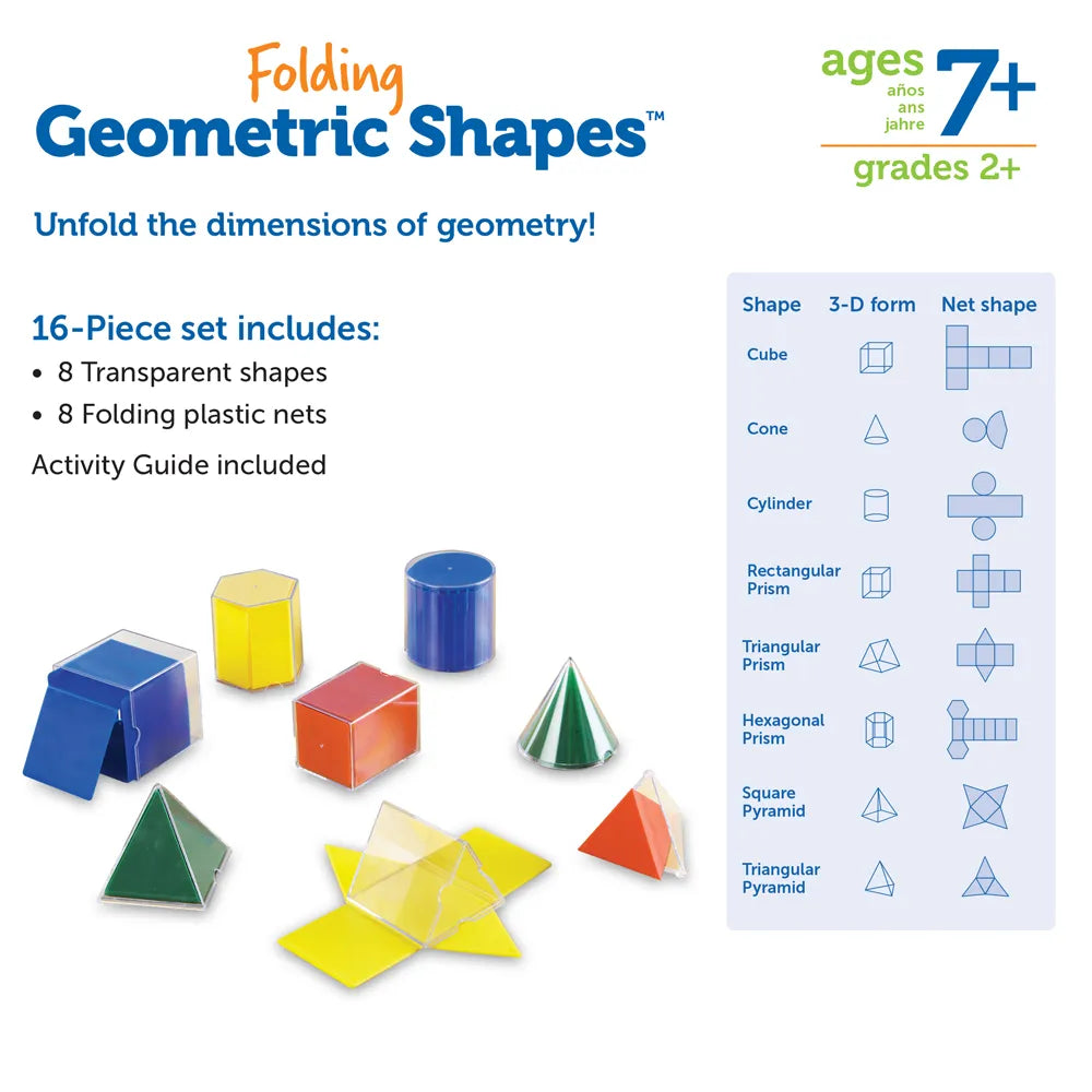 Learning Resources Folding Geometric Shapes - LER0921 | 16 pcs Math Educational Kit for kids Age 7+