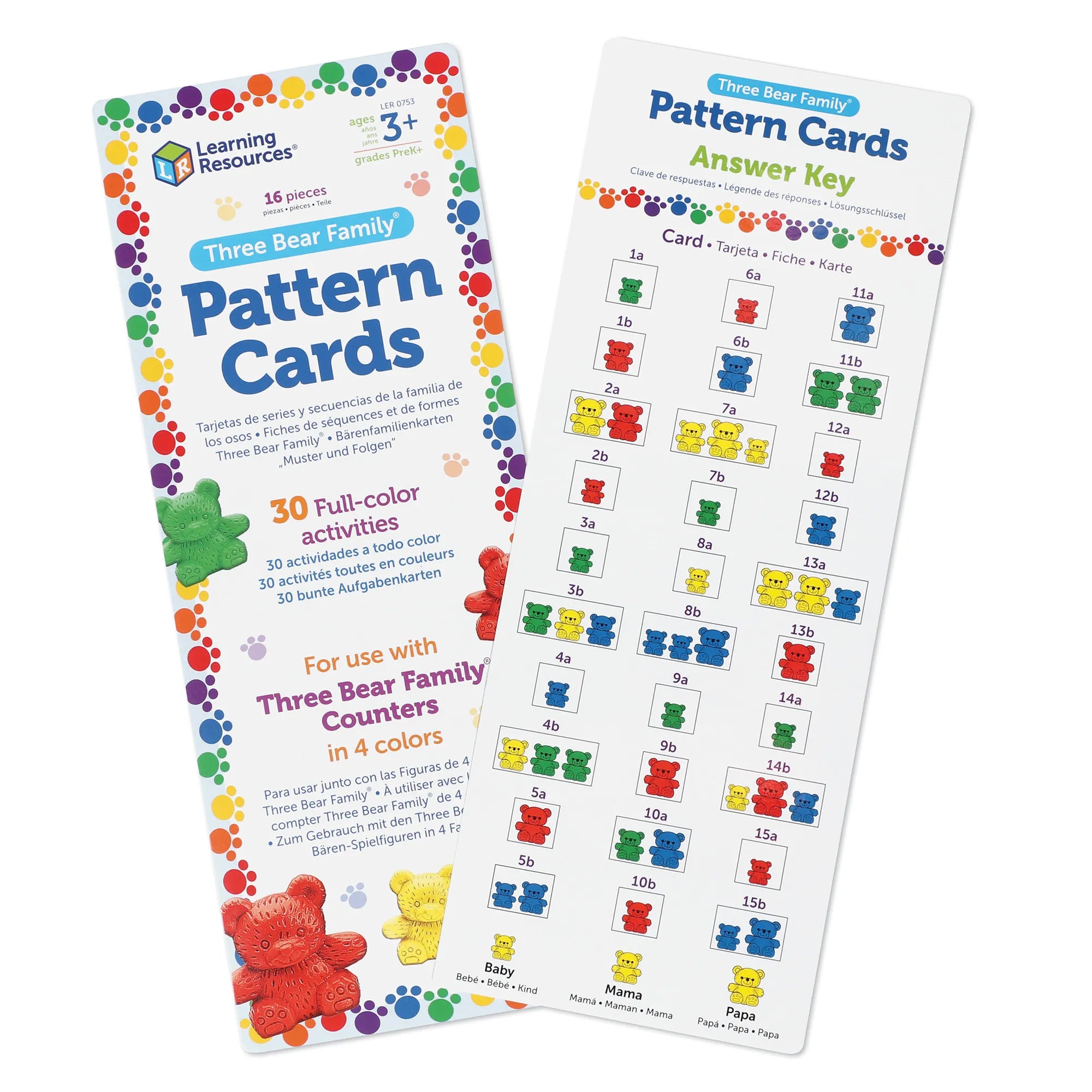 Three Bear Family - Pattern Cards - LER0753 |  Math Set by Learning Resources US | Age 3+