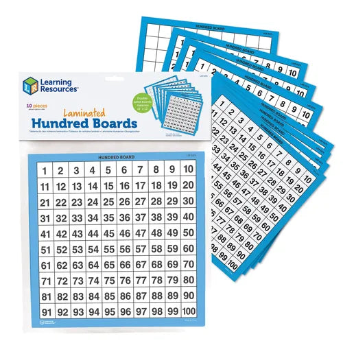 Laminated Hundred Boards | Math Educational Set by Learning Resources for Kids Age 3+