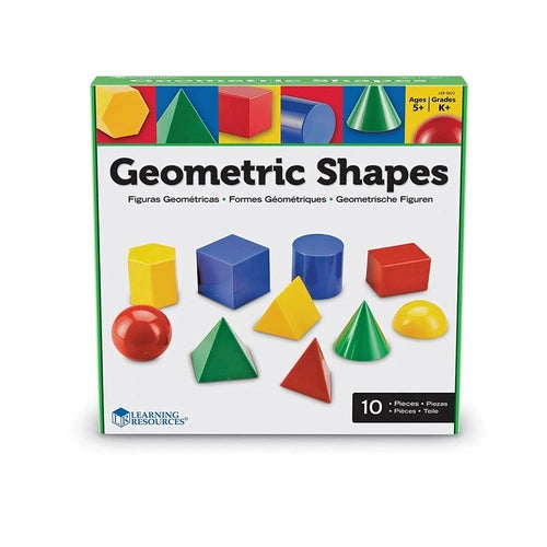 أشكال هندسية بلاستيكية كبيرة | مجموعة الرياضيات 10 قطع من Learning Resources US | سن 5+