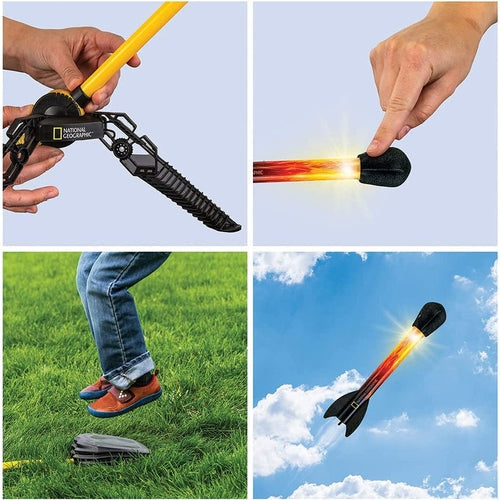 لانچ بیس اور فٹ پمپ کے ساتھ لائٹ اپ ایئر راکٹ | نیشنل جیوگرافک کی طرف سے مقرر کردہ سائنس | عمر 6+ 