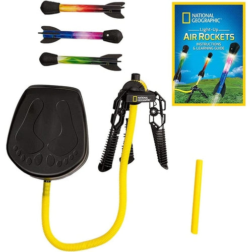 لانچ بیس اور فٹ پمپ کے ساتھ لائٹ اپ ایئر راکٹ | نیشنل جیوگرافک کی طرف سے مقرر کردہ سائنس | عمر 6+ 