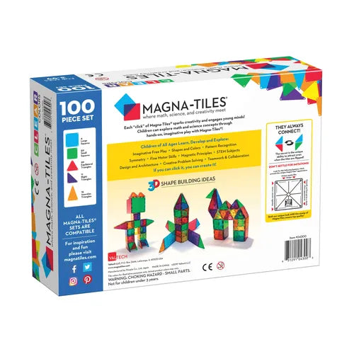 Magna-Tiles Classic 100-Piece Set - 04300 | Construction Set for Kids Age 3+