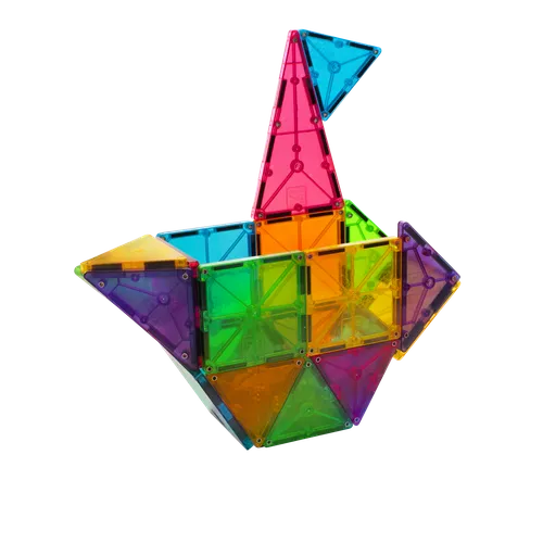 Magna-Tiles Clear Colors 32 Piece Set - 20110 | Educational Construction Set for Kids Age 3+
