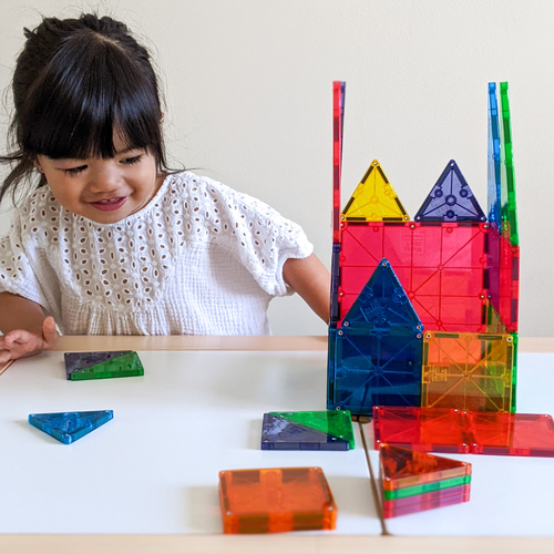 Magna-Tiles Clear Colors 32 Piece Set - 20110 | Educational Construction Set for Kids Age 3+