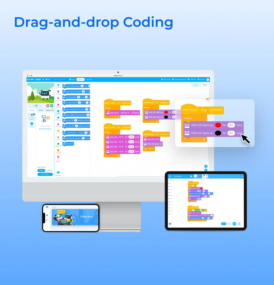 Makeblock Codey Rocky: Smart Robot Toy for Interactive Playing and Learning | Tech / Eng Educational Set for Kids Age 6+