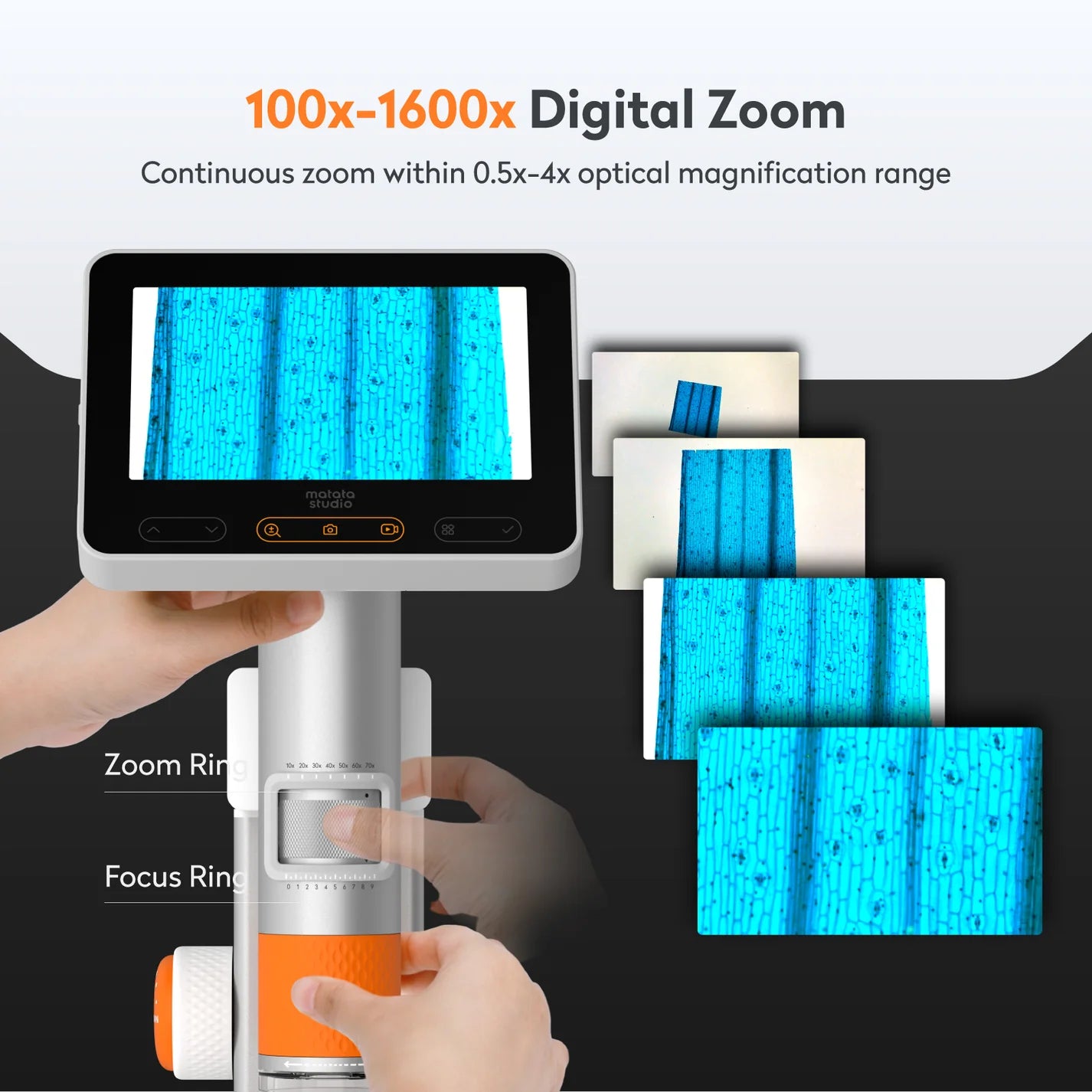 MatataStudio MX2-AS Digital Microscope - 100x-1600x | Science STEM Kit for Kids Age 6+