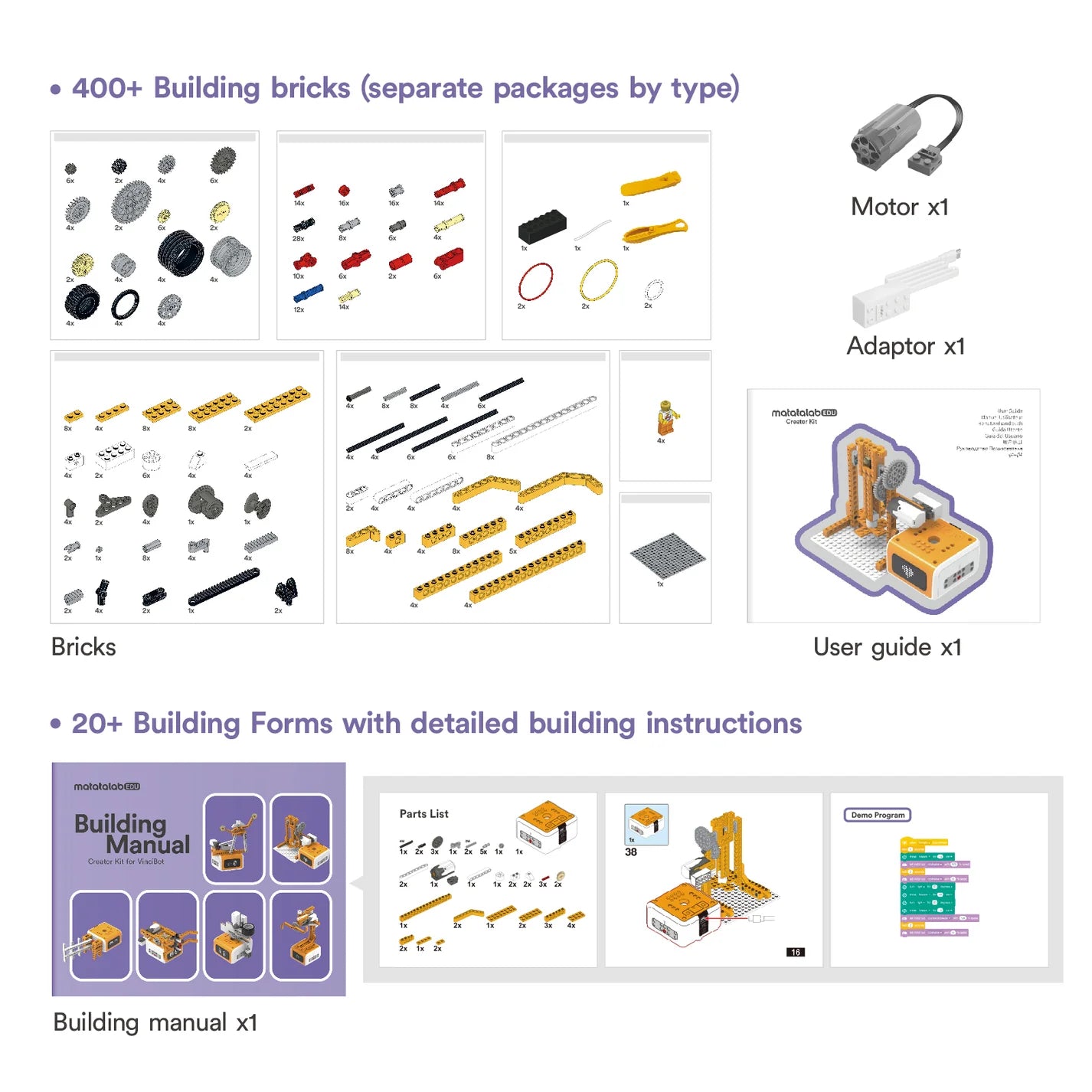 MatataStudio Creator Kit | Add-on Pack for VinciBot, 400+ bricks for Kids Age 8+