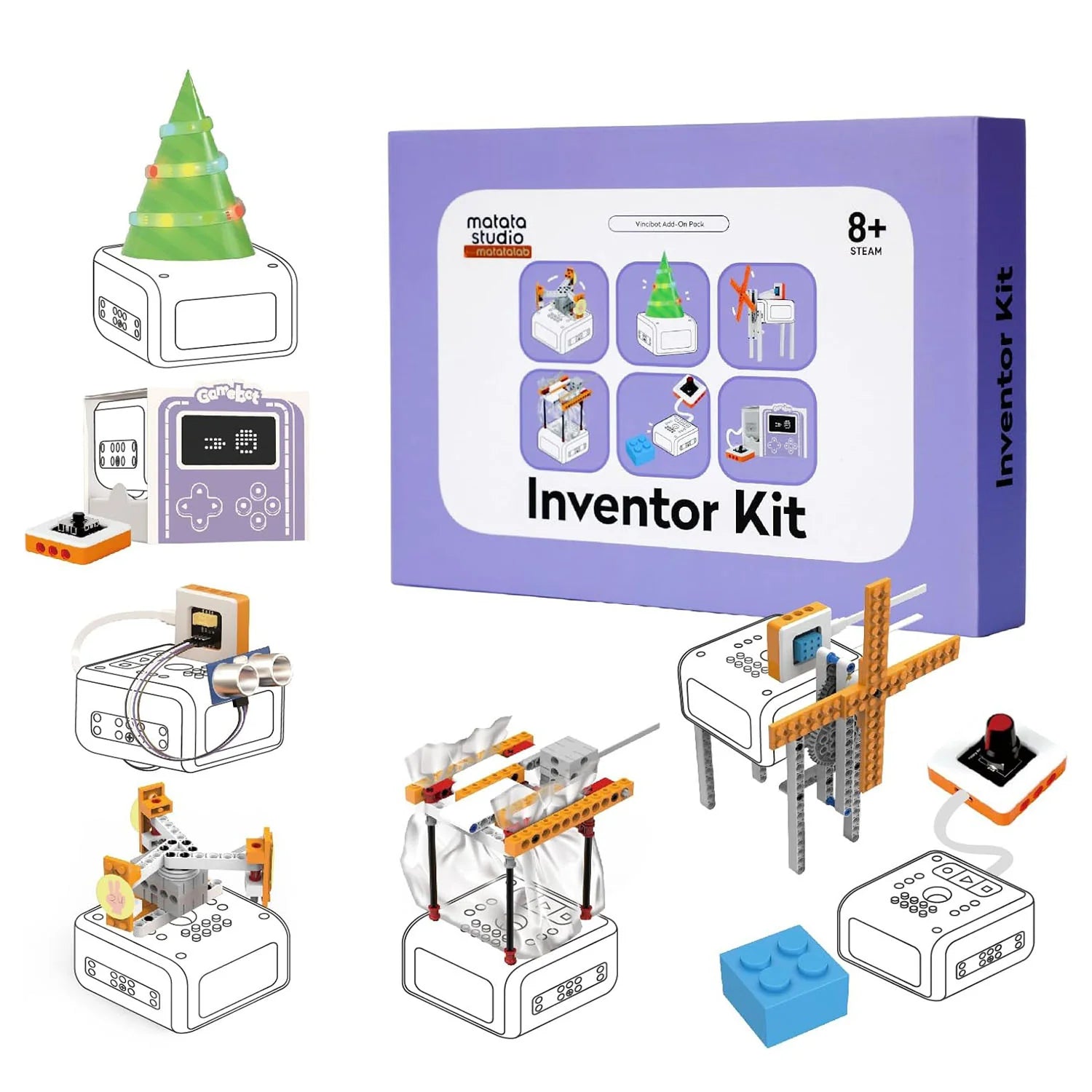 MatataStudio Inventor Kit | Add-ons for VinciBot, 5 Programmable Electronic Modules for Kids Age 8+