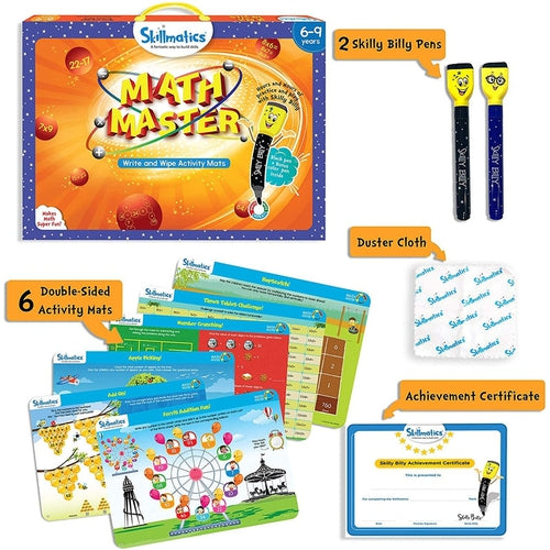 Math Master | Write and Wipe Activity Mats | Mathematics set by SkillMatics IN | Age 6+