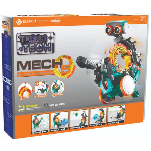 Mech-5، مجموعة روبوت البرمجة الميكانيكية - برمجة مبتكرة حقًا بدون شاشة - Elenco / Teach Tech | TTC-895 لعبة تعليمية STEM للأطفال من سن 10 سنوات فما فوق