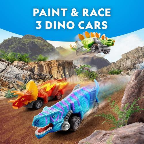 اپنی ڈینو ریس کارز خود پینٹ کریں - RTDINOCAR | نیشنل جیوگرافک کی جانب سے 3 پُل بیک ریسر ڈائنوسار آرٹ/کرافٹ کھلونا سیٹ، 4 سال اور اس سے زیادہ عمر کے بچوں کے لیے