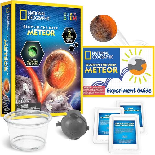 National Geographic Glow-In-The-Dark Meteor | Create 2 Glowing, Bouncy Metor Balls, Science Set for Kids Age 8+