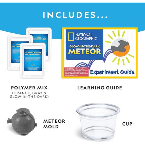 National Geographic Glow-In-The-Dark Meteor | Create 2 Glowing, Bouncy Metor Balls, Science Set for Kids Age 8+