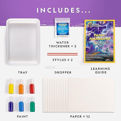 Paint Marbling Craft Kit | Arts and Craft Kit by National Geographic for kids Age 6+