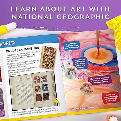 Paint Marbling Craft Kit | Arts and Craft Kit by National Geographic for kids Age 6+