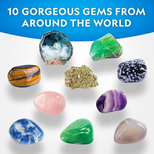 National Geographic Super Gemstone Dig Kit | Excavate 10 Real Gems, Science Set for Kids Age 8+