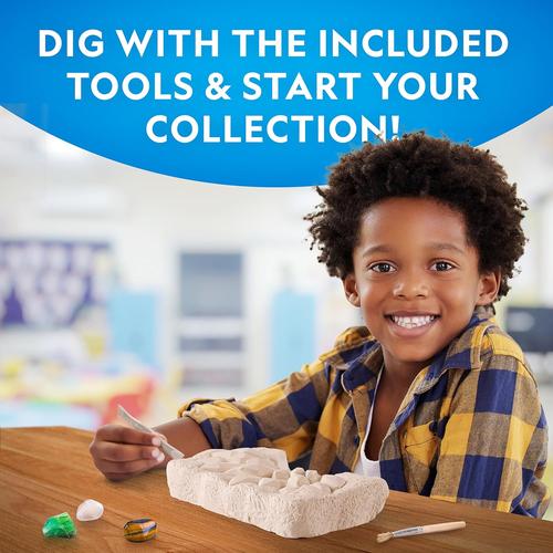National Geographic Super Gemstone Dig Kit | Excavate 10 Real Gems, Science Set for Kids Age 8+