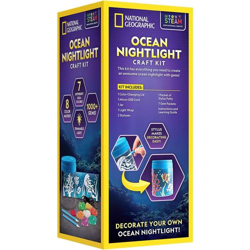 Ocean Night-Light Craft Kit - RTOCEANLT | Decorate with 1000+ GEMS NightLight | Art/Craft Kit by National Geographic for Kids Ages 8+