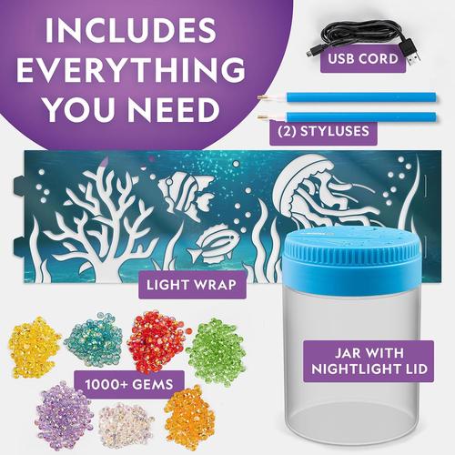 Ocean Night-Light Craft Kit - RTOCEANLT | Decorate with 1000+ GEMS NightLight | Art/Craft Kit by National Geographic for Kids Ages 8+