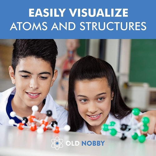 Organic Chemistry Molecular Model Kit | 425 Piece with Atoms, Bonds, Removal Tool, and Bonus Molecular Stencil | Science Set by Old Nobby | Age 12+