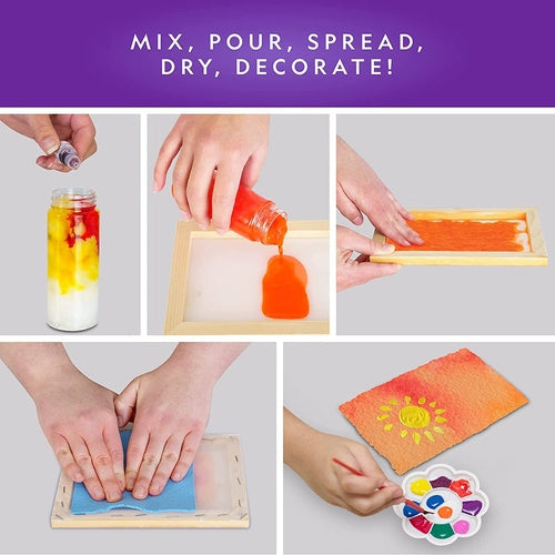 Paper Making Crafting Kit | Create 10 Colorful Sheets | Art and Craft set by National Geographic US | Age 10+