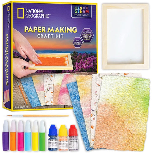 Paper Making Crafting Kit | Create 10 Colorful Sheets | Art and Craft set by National Geographic US | Age 10+