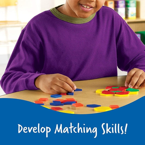 Plastic Pattern Blocks Jar - LER0134 | 0.5 cm, 250 pcs Math Set by Learning Resources US | Age 3+