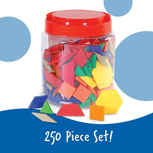 Plastic Pattern Blocks Jar - LER0134 | 0.5 cm, 250 pcs Math Set by Learning Resources US | Age 3+