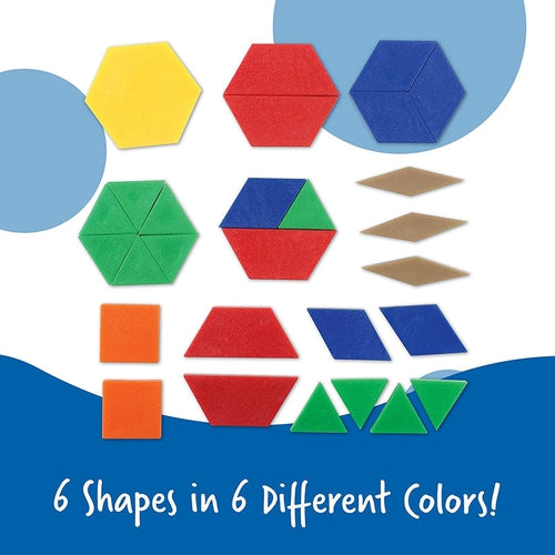 Plastic Pattern Blocks Jar - LER0134 | 0.5 cm, 250 pcs Math Set by Learning Resources US | Age 3+