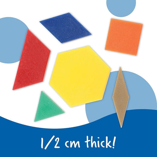 Plastic Pattern Blocks Jar - LER0134 | 0.5 cm, 250 pcs Math Set by Learning Resources US | Age 3+