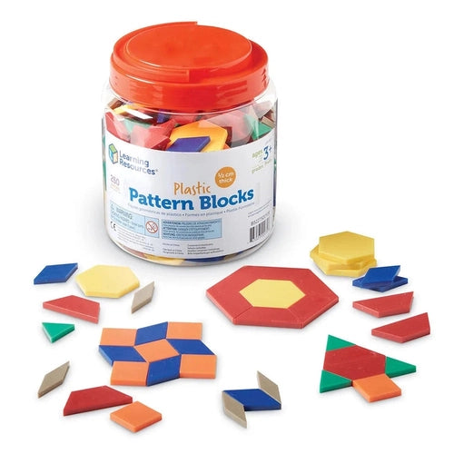 Plastic Pattern Blocks Jar - LER0134 | 0.5 cm, 250 pcs Math Set by Learning Resources US | Age 3+