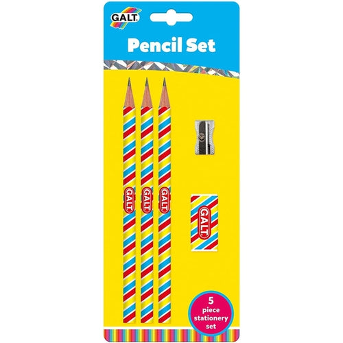 Quality Pencil Set | 3 Pencils, Eraser and Metal Sharpener by Galt UK | Ages 3+